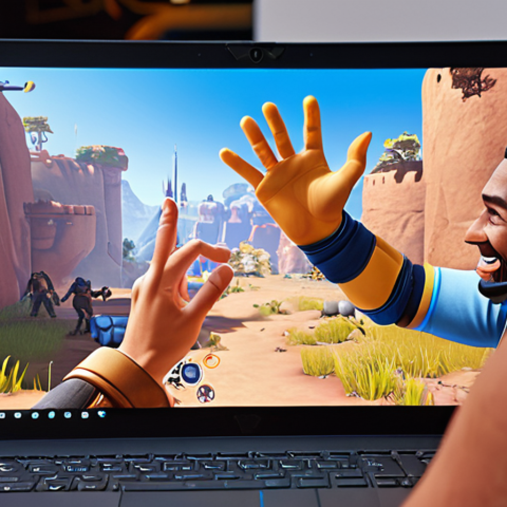 Overwatch 2 gameplay on a computer screen, VPN icon visible, with a gamer celebrating a victory with high-five with a friend.