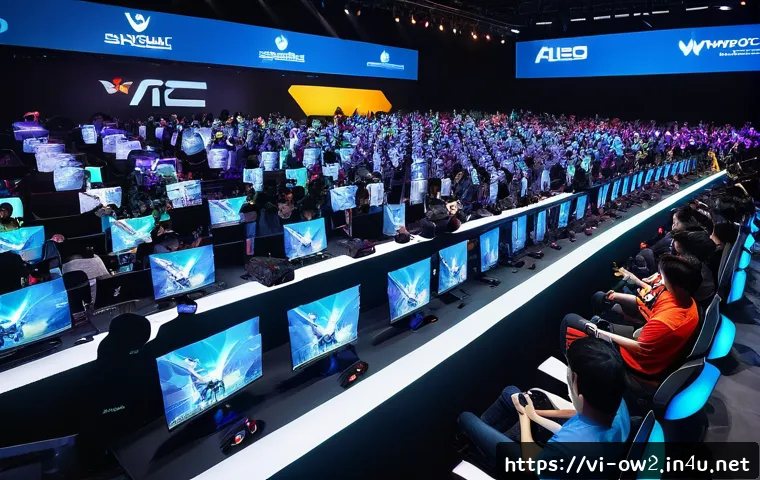 오버워치2 코드 교환 방법 - A vibrant esports event scene featuring enthusiastic Vietnamese gamers competing in an Overwatch 2 t...