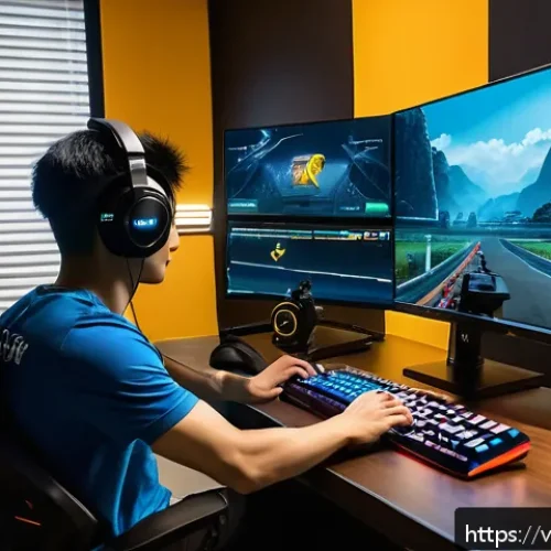 Home 30 오버워치2 에임 연습 방법 - A dynamic gaming setup featuring a professional esports player practicing Overwatch 2 aim training i...