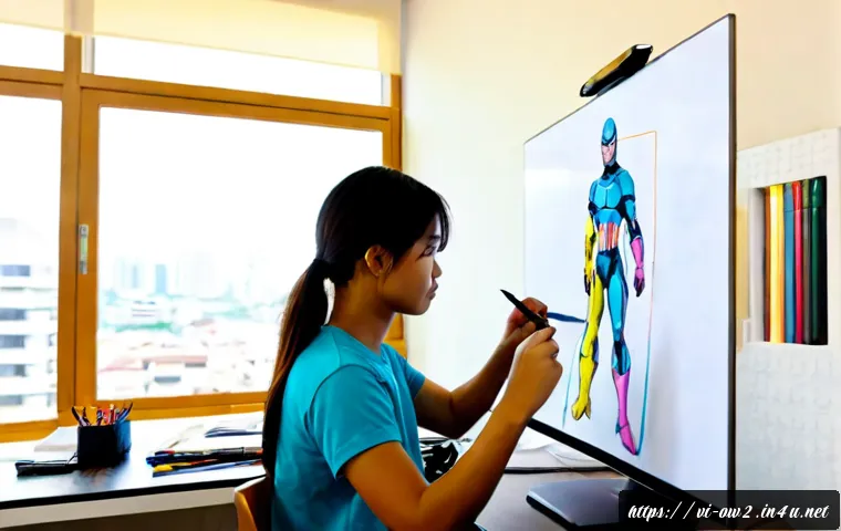 Home 30 오버워치2 공식 팬 아트 공모전 - Photorealistic young Vietnamese digital artist in a modern Ho Chi Minh City apartment studio, focuse...